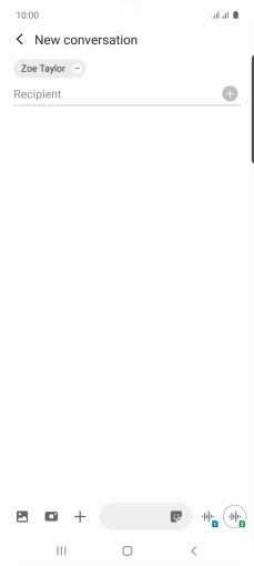 Press the text input field and write the text for your MMS.