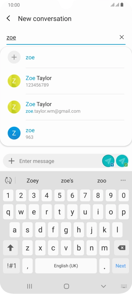 Press the required contact.