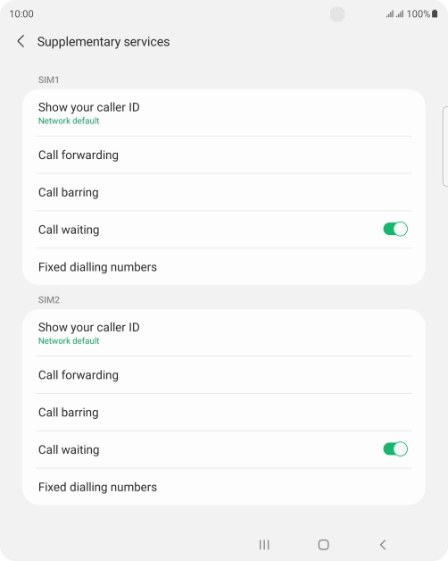 Press Call forwarding below the required SIM.