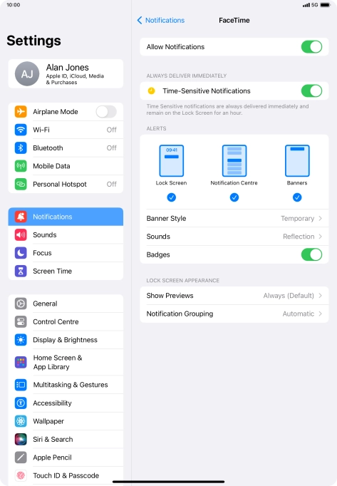 Press the indicator next to 
