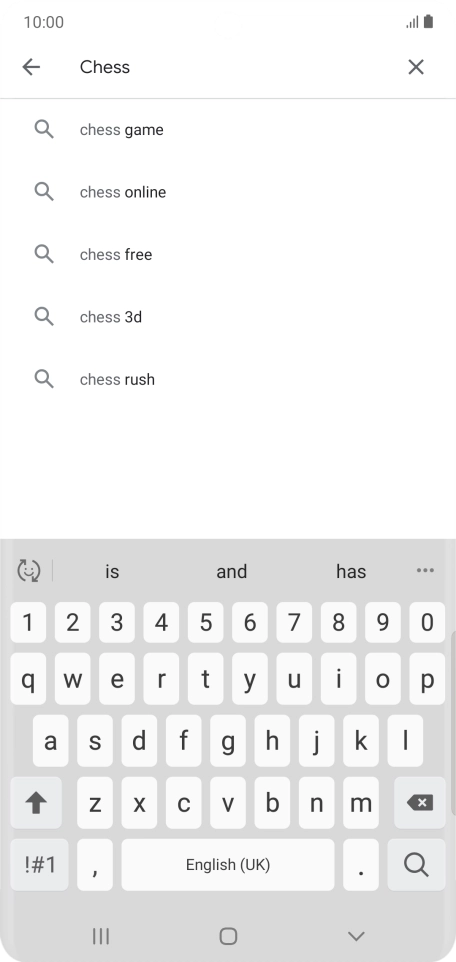Key in the name or subject of the required app and press the search icon.