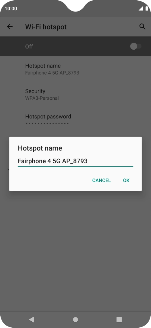 Key in the required Wi-Fi hotspot name and press OK.