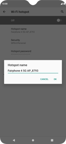 Key in the required Wi-Fi hotspot name and press OK.