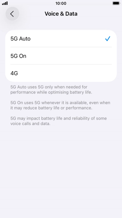 To turn on automatic switch between 5G and 4G, press 5G Auto.