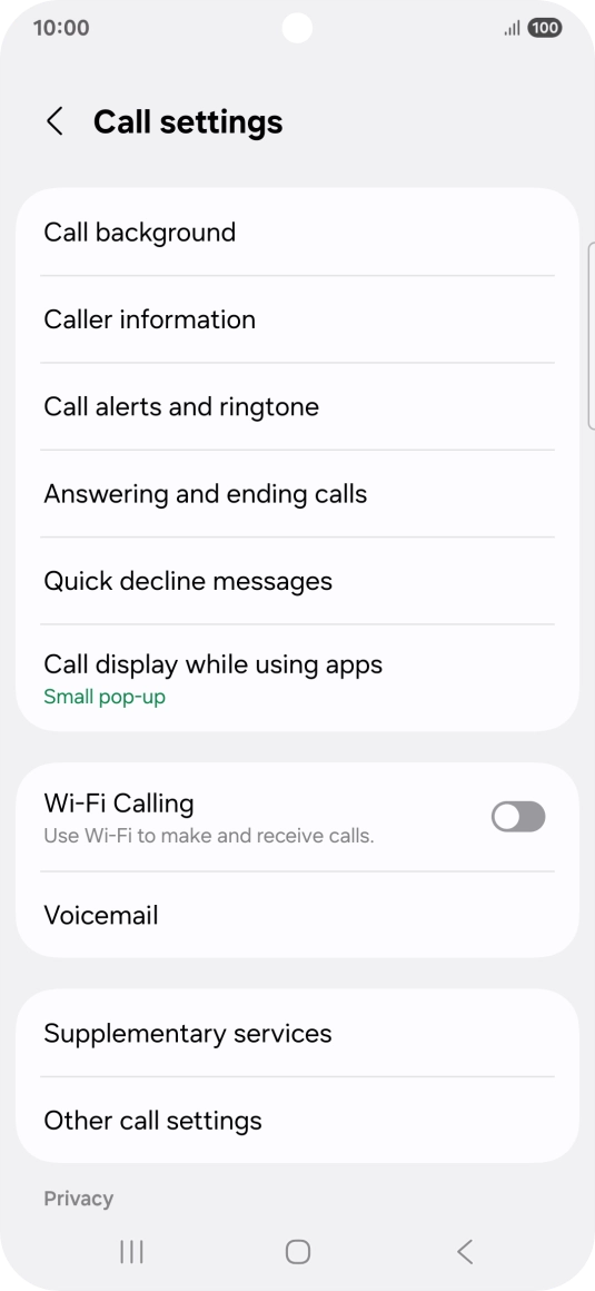 Press Supplementary services.