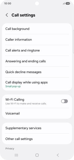 Press Supplementary services.