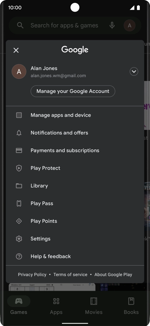 Press Manage apps and device.