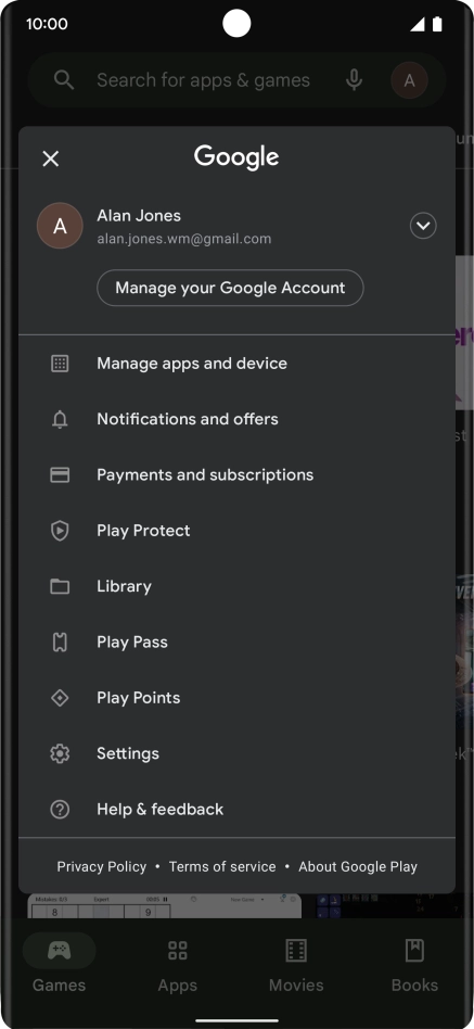 Press Manage apps and device.