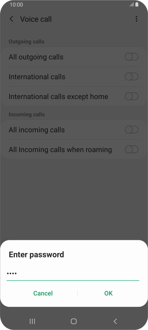Key in your barring password and press OK.