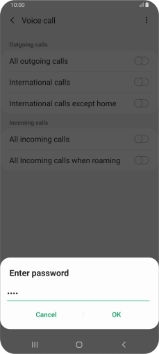 Key in your barring password and press OK.