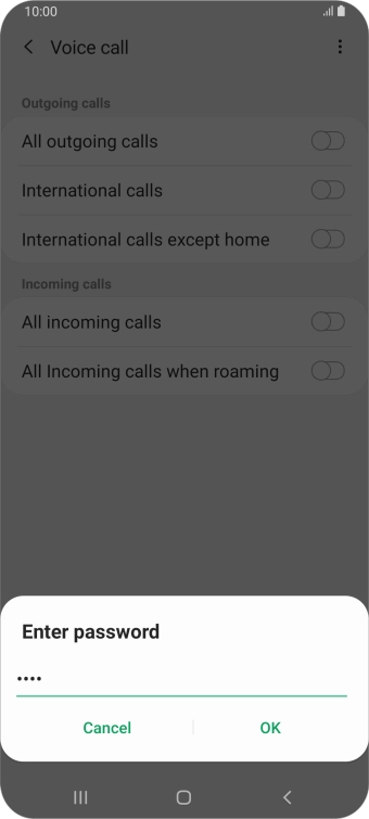 Key in your barring password and press OK.