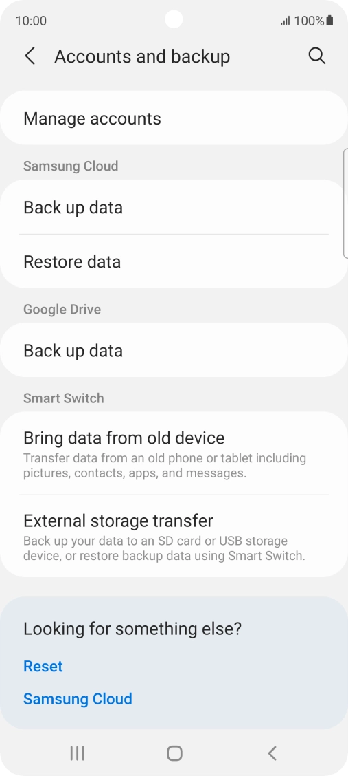 Press Manage accounts.