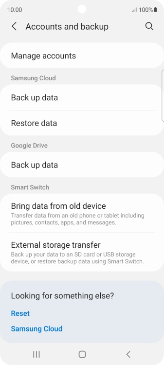 Press Manage accounts.