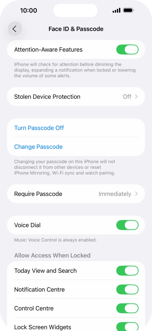Press Turn Passcode Off and key in the phone lock code.