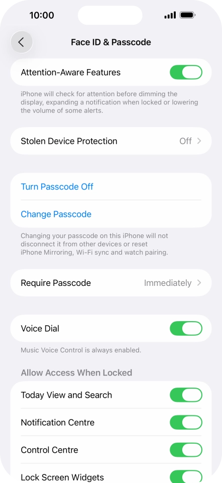 Press Turn Passcode Off and key in the phone lock code.