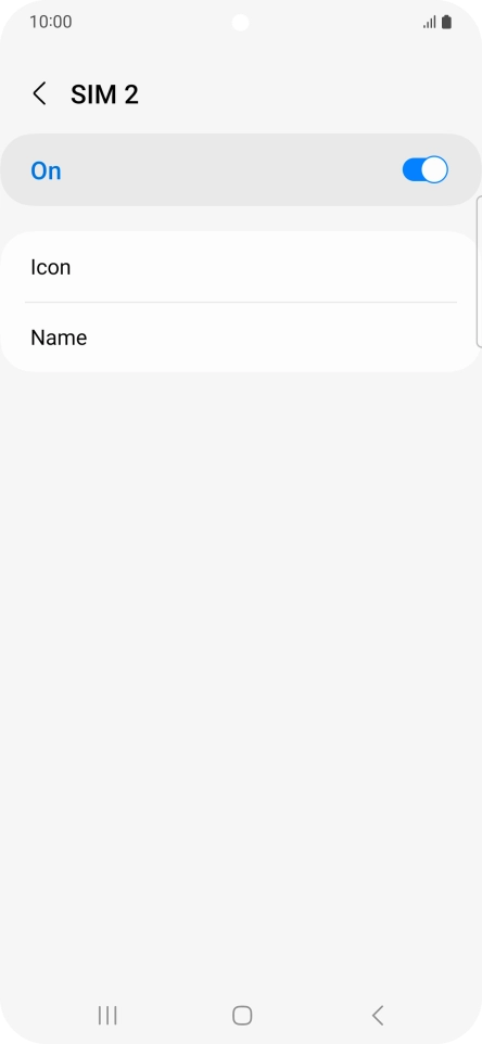 Press the indicator to turn use of the SIM on or off.