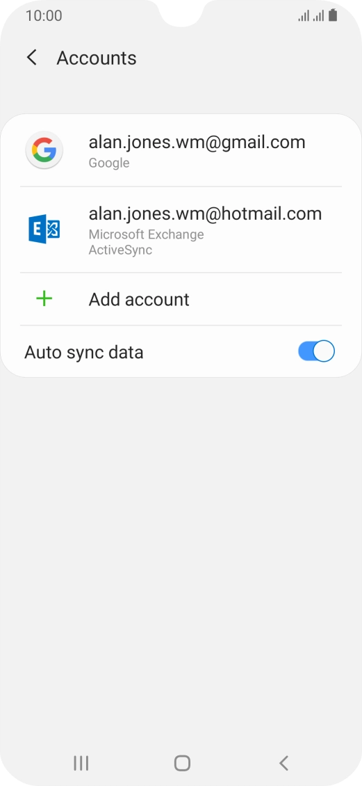 If this screen is displayed, you email account has been recognised and set up automatically. Follow the instructions on the screen to key in more information and finish setting up your phone.