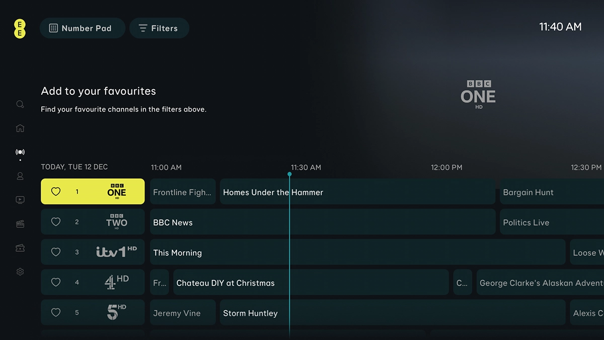 Highlight the required channels.