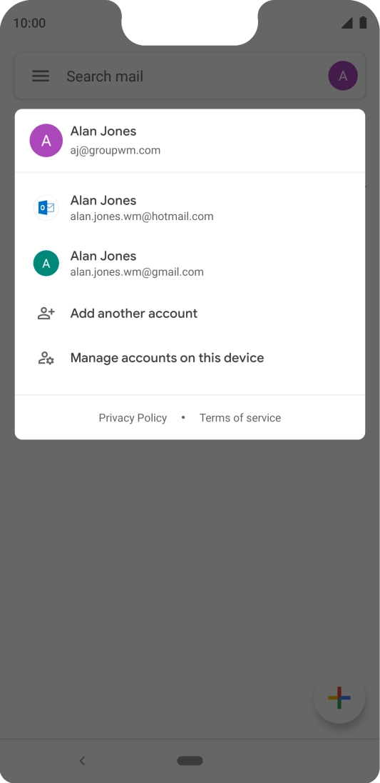 Press the required email account.