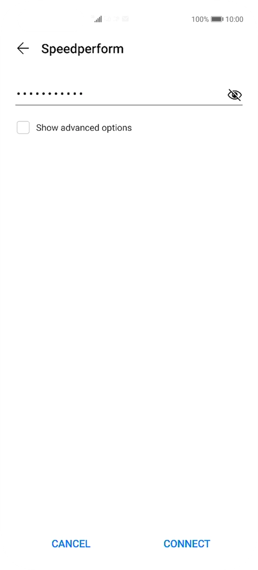 Key in the password for the Wi-Fi network and press CONNECT.