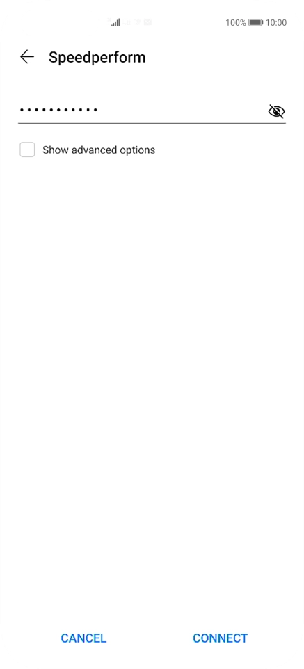 Key in the password for the Wi-Fi network and press CONNECT.