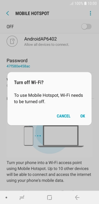 If Wi-Fi is turned on, press OK.