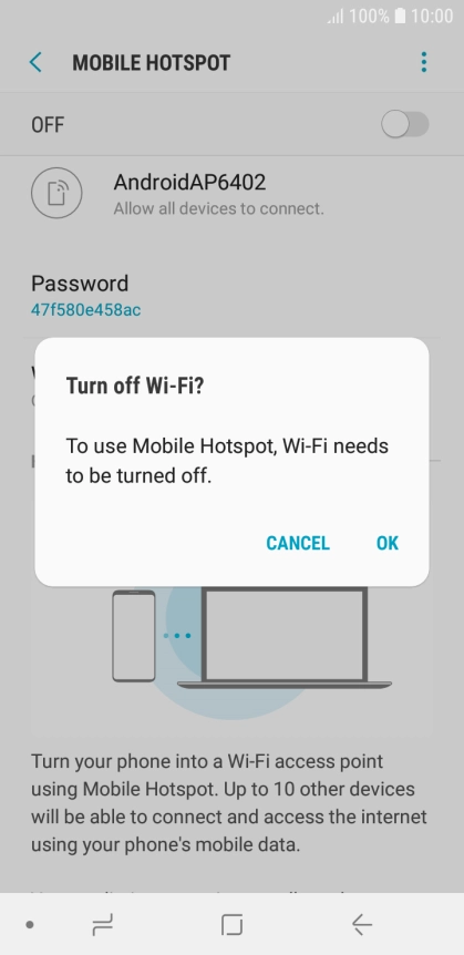 If Wi-Fi is turned on, press OK.