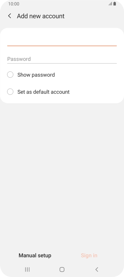 Press Password and key in the password for your email account.