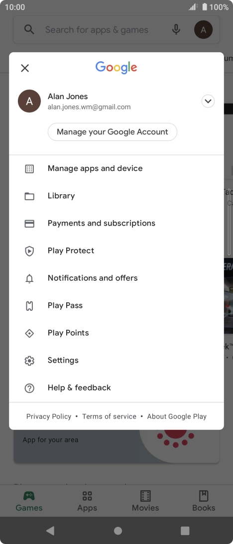 Press Manage apps and device.