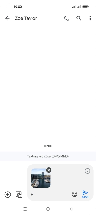 Press the send icon when you've finished your MMS.