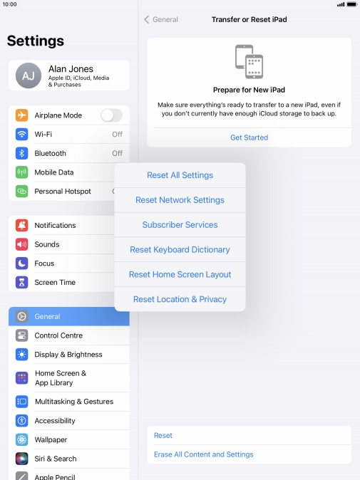 Press Reset All Settings.