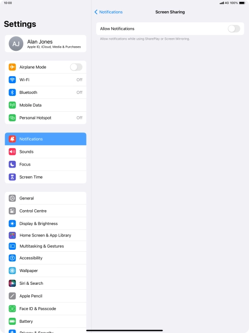 Press the indicator next to 