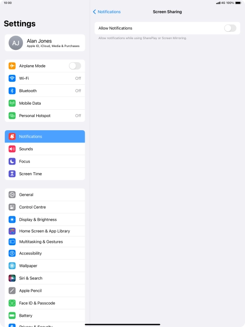 Press the indicator next to 
