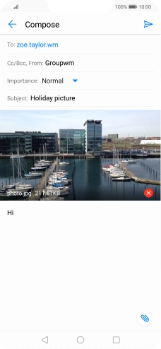 Press the send icon when you've finished your email.