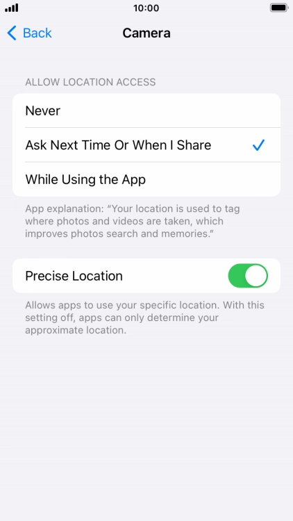 Press the required setting to turn the function on or off.
