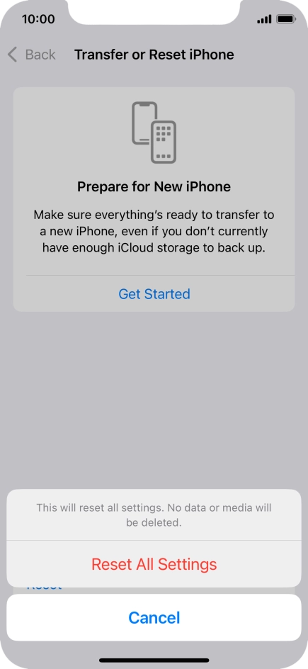 Press Reset All Settings.