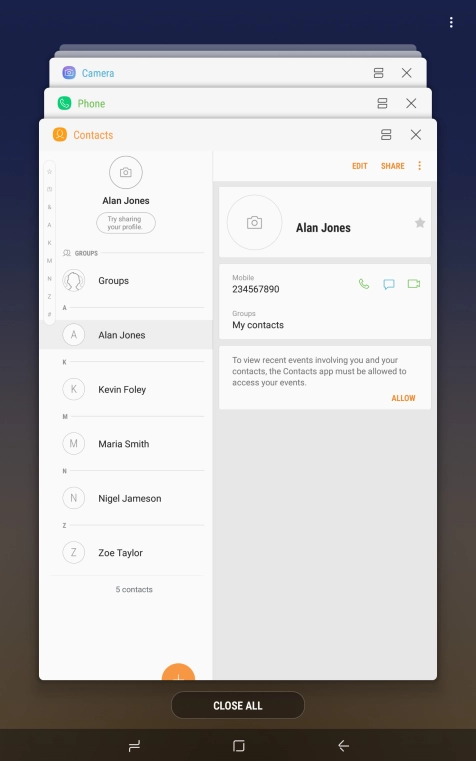 To end one running application, slide your finger right on the required application.
