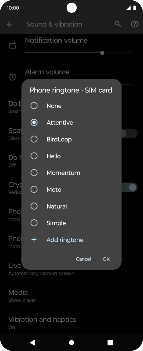 Once you've found a ring tone you like, press OK.