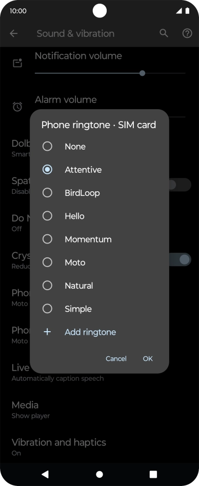 Once you've found a ring tone you like, press OK.