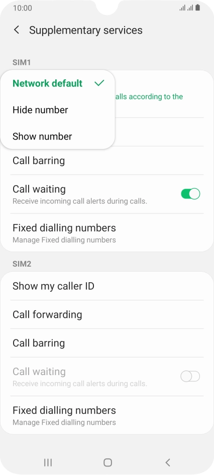 Press Show number to turn on caller identification.