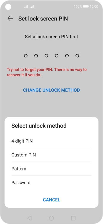 Press the required phone lock code and follow the instructions on the screen to create an additional phone lock code.