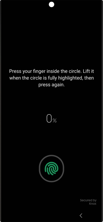 Follow the instructions on the screen to create the phone lock code using your fingerprint.