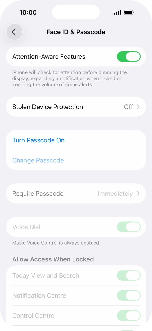 Press Turn Passcode On and key in a phone lock code of your own choice twice.