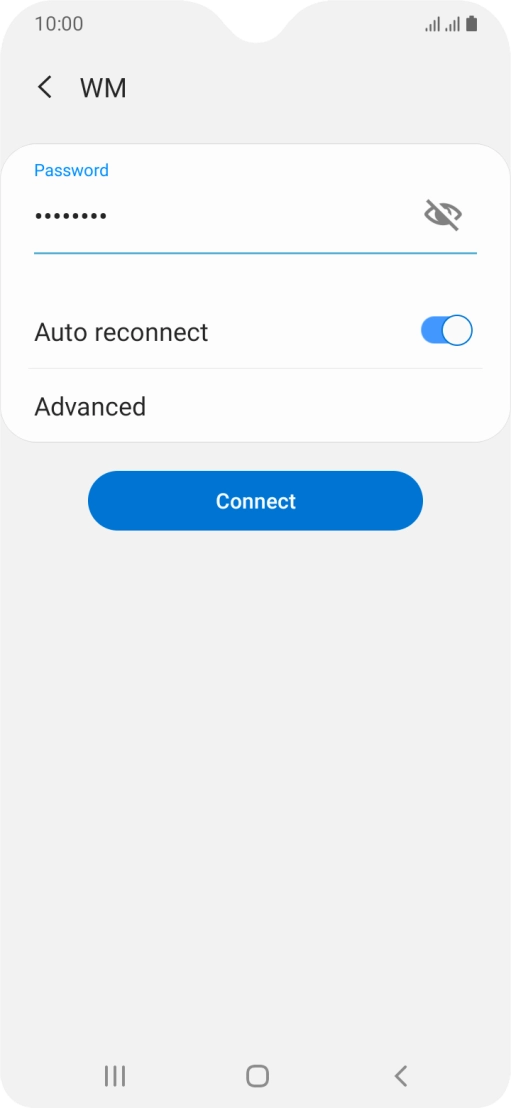 Key in the password for the Wi-Fi network and press Connect.