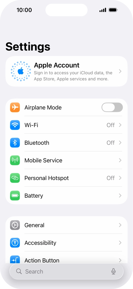 Press Apple Account.