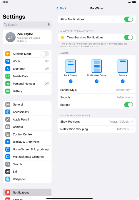 Press the indicator next to 