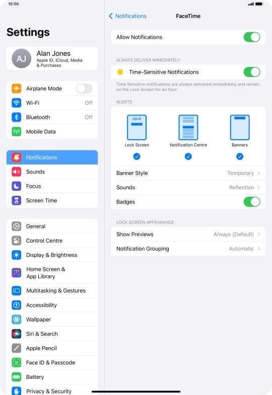 Press the indicator next to 