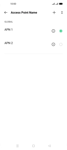 Press the field next to the data connection to activate it.