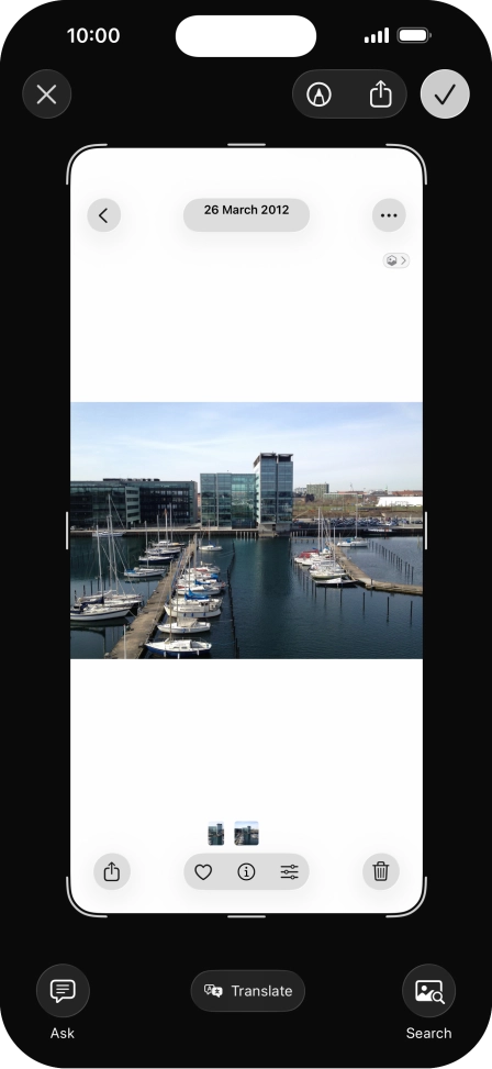 To use visual intelligence via screenshot, take a screenshot and follow the instructions on the screen to use the function.