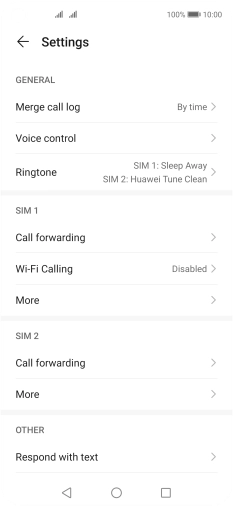 Press Call forwarding below the required SIM.